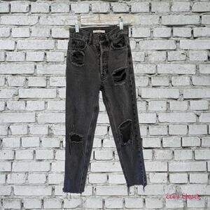 Pacsun Women's Size 23 Ultra High-rise  Slim Black Distressed Straight Leg Jeans